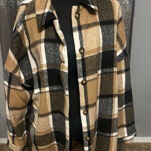 Source Unknown Plaid Button Down Shirt - Black, Brown, White